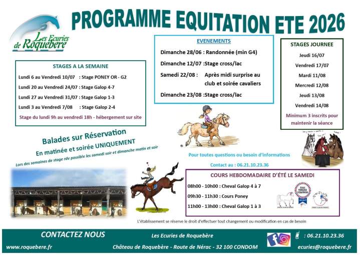 Stages été 2026